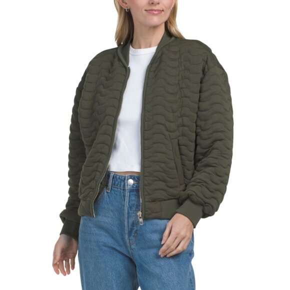 INDUSTRY Olive Quilted Bomber Jacket - Picture 1 of 2